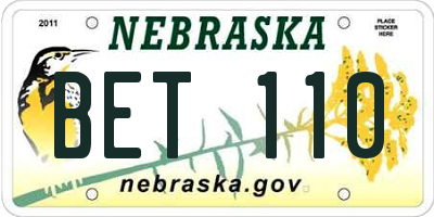 NE license plate BET110