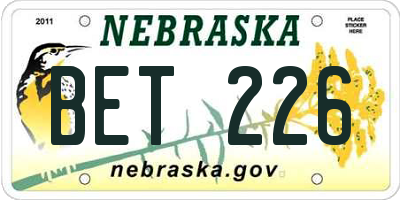 NE license plate BET226