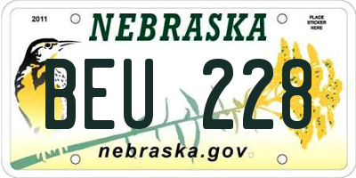 NE license plate BEU228