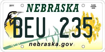 NE license plate BEU235