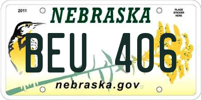 NE license plate BEU406