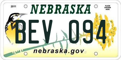 NE license plate BEV094