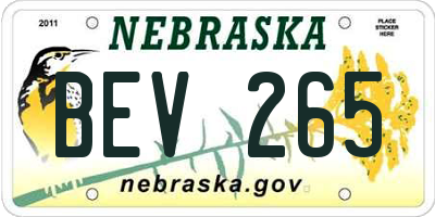NE license plate BEV265
