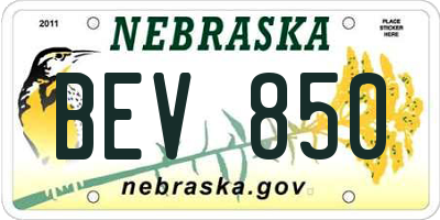NE license plate BEV850
