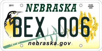 NE license plate BEX006