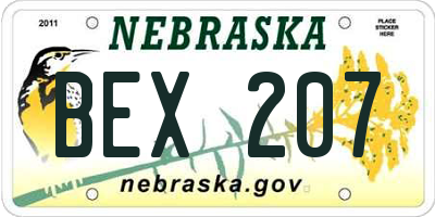 NE license plate BEX207