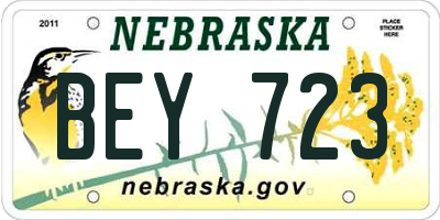 NE license plate BEY723