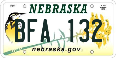 NE license plate BFA132