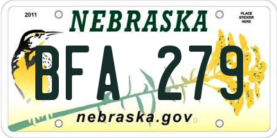 NE license plate BFA279