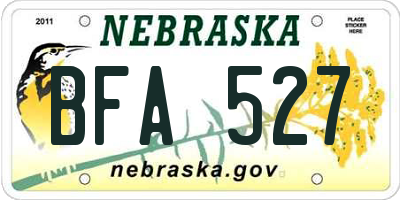 NE license plate BFA527