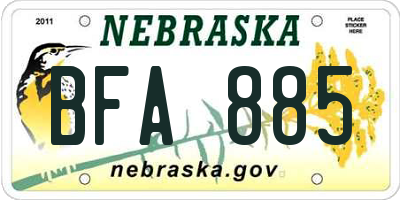 NE license plate BFA885