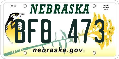 NE license plate BFB473