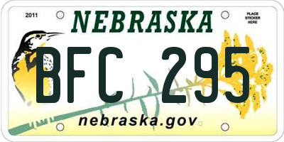 NE license plate BFC295
