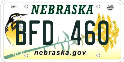 NE license plate BFD460