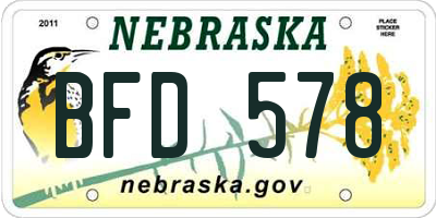 NE license plate BFD578