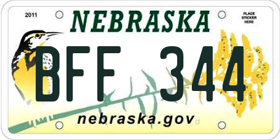 NE license plate BFF344