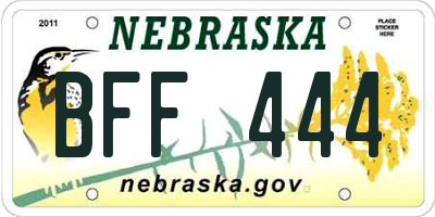 NE license plate BFF444