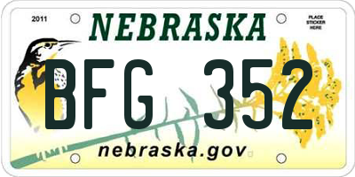 NE license plate BFG352