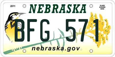NE license plate BFG571