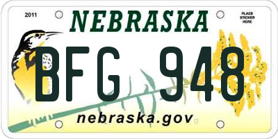 NE license plate BFG948