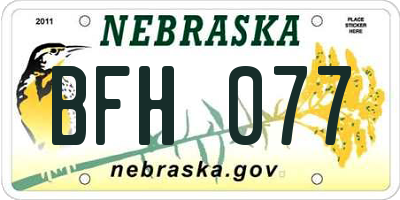 NE license plate BFH077