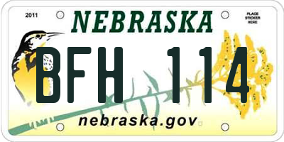 NE license plate BFH114