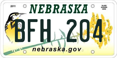 NE license plate BFH204