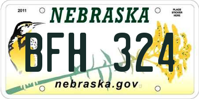 NE license plate BFH324