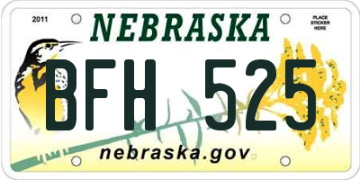 NE license plate BFH525