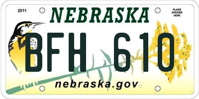 NE license plate BFH610