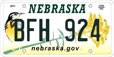 NE license plate BFH924