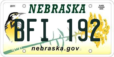 NE license plate BFI192