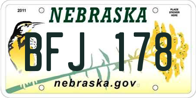 NE license plate BFJ178