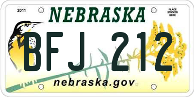 NE license plate BFJ212