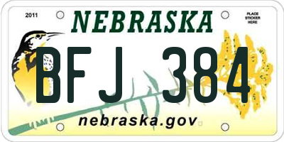 NE license plate BFJ384