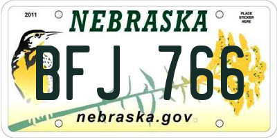NE license plate BFJ766