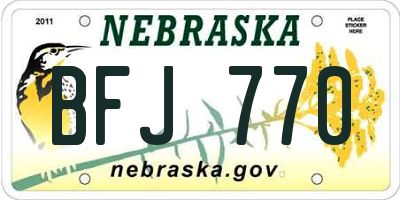 NE license plate BFJ770
