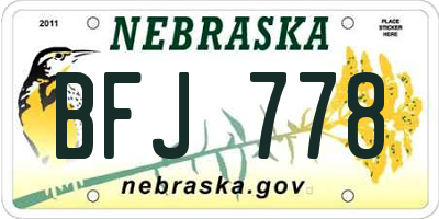 NE license plate BFJ778