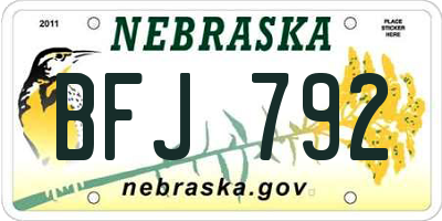 NE license plate BFJ792