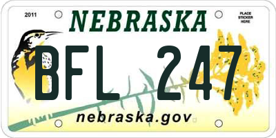 NE license plate BFL247