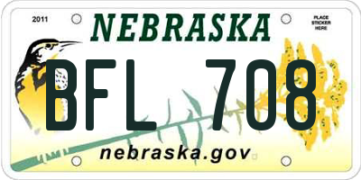 NE license plate BFL708