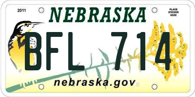 NE license plate BFL714