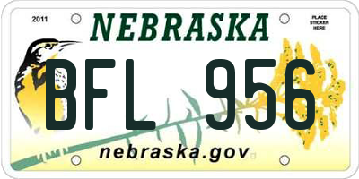 NE license plate BFL956