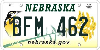 NE license plate BFM462