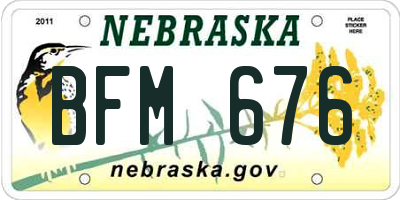 NE license plate BFM676