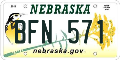 NE license plate BFN571