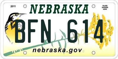 NE license plate BFN614