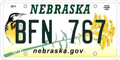 NE license plate BFN767