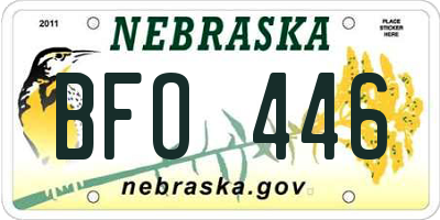 NE license plate BFO446