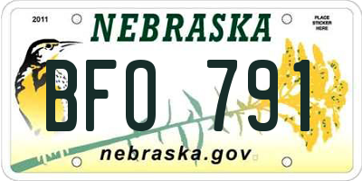 NE license plate BFO791
